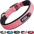 Fida Heavy Duty Dog Collar, Ultra Comfortable Soft Neoprene Padded, Adjustable Reflective Nylon Pet Collar with Durable Metal Belt Buckle for Medium Breeds (M, Pink)