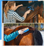 Abbylike 12 Pieces Horse Grooming Kit Racing Festival Tack Room Supplies Horse Brush Sets Equine Care Cleaning Kit Shedding Grooming Massaging Tools(Blue)