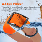 Dogline Biothane Waterproof Dog Collar Strong Coated Nylon Webbing with Black Hardware Odor- Proof for Easy Care Easy to Clean High Performance Fits Small Medium or Large Dogs, Hunter Orange
