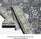 4x8 Washable Kitchen Area Rug: Farmhouse Stain-Resistant Rug for Living Room Bedroom Wide Soft Carpet for Entryway Dining Room Thin Hallway Floor Mat with Non Slip Backing Vintage Home Dcor(4x8,Black)