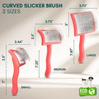 Slicker Brush for Dogs - Long Pin for Poodles, Doodles & Long Haired Dogs, Deshedding & Dematting Tool, Slicker Dog Brushes for Grooming (Coral, Curved Small)