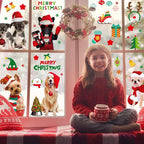Christmas Window Clings Cat Dog Stickers for Window Glass, 290 PCS 18 Sheets Xmas Decals Decorations Christmas Cat Tree Bells Decals for Holiday Party(Dog and Cat)