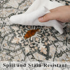 Washable 3x8 Hallway Runner Rug: Oriental Indoor Soft Non-Slip Carpet for Kitchen Bathroom Entryway Thin Stain Resistant Floor Mat for Living Room Bedroom Laundry (Black,3x8)