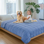 Cooling Blanket for Dogs, 0.4 Q-MAX Pets Cooling Comforter Throw for Bed Cover, Summer Blanket for Large Dogs Washable, Soft Lightweight Cold Mats for Pet Hot Weather (60"×80"/Deep Blue)
