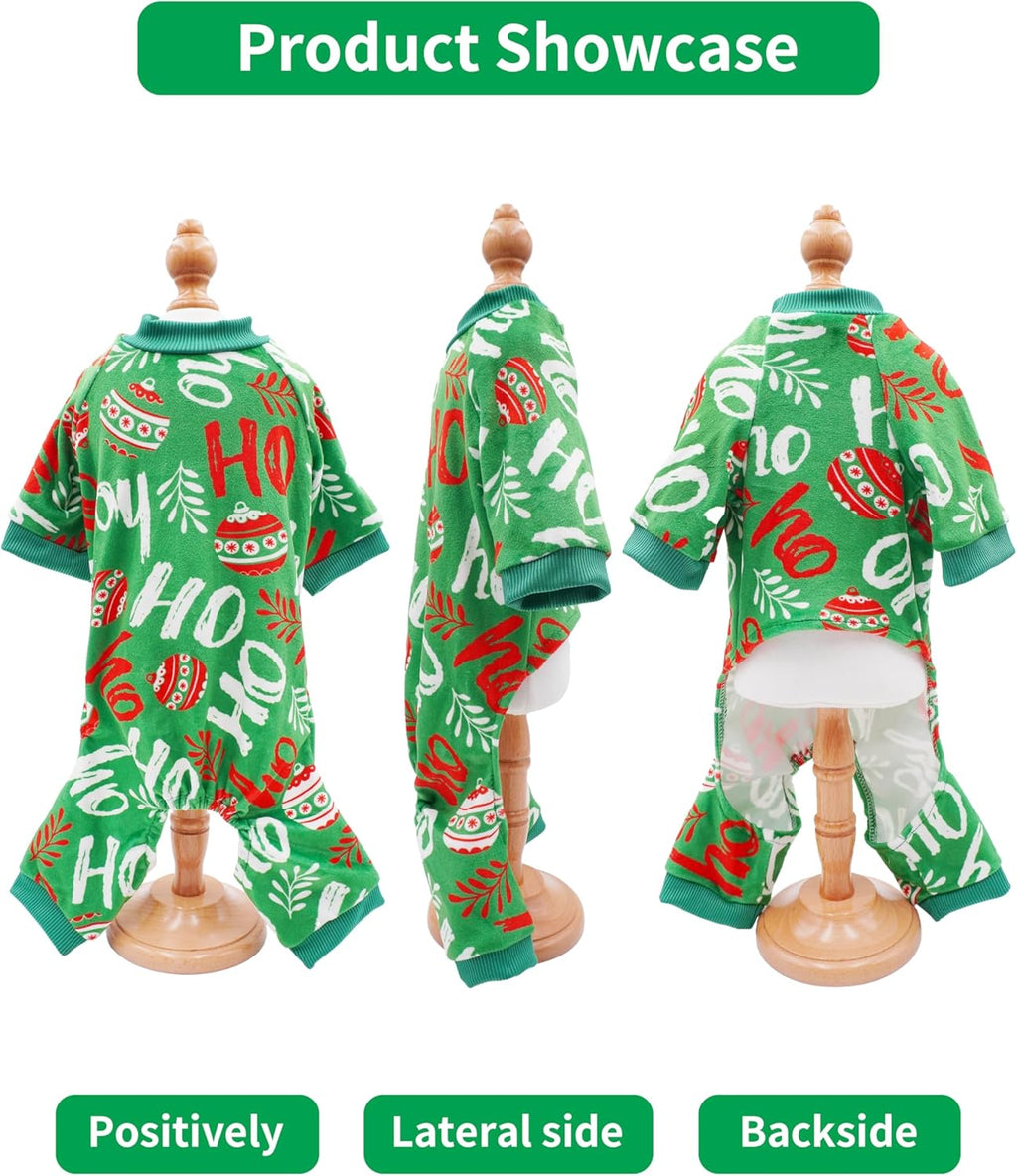 PET SHOW 4 Pack Dog Christmas Pajamas Holiday Dog Clothes for Small Medium Dogs Girl Boy Soft Stretchy PJs Xmas Jumpsuit Puppy Onesies Red Green Outfits with Sleeve Pets Dachshund Costume XXL