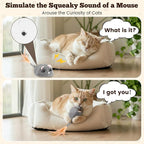 Moving Cat Toy Squeaky Cat Mouse Toy Automatic Interactive Cat Toys for Indoor Cats Mouse Toys for Cats with Wagging Tail