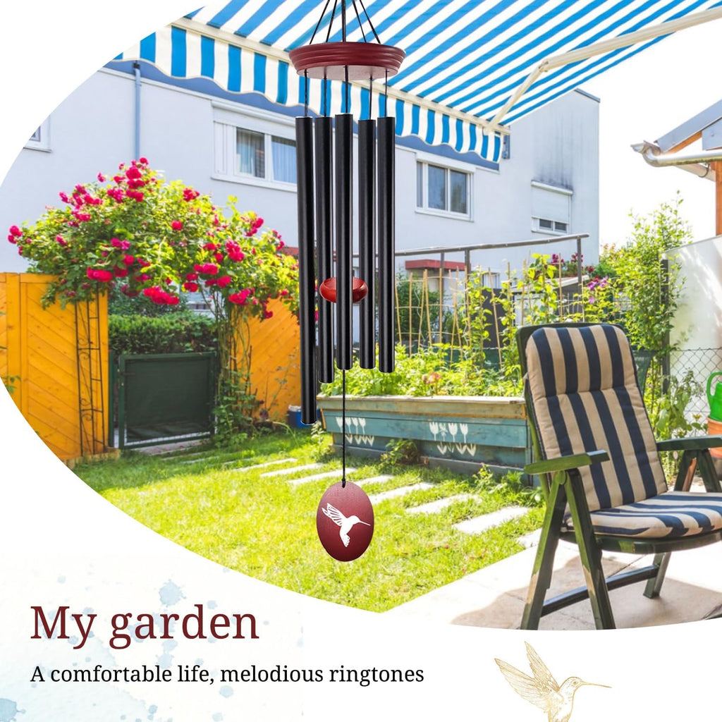 Hummingbird Wind Chimes – 33" Outdoor Tuned Melody Wind Chime, Soothing Memorial Gift for Mom & Grandma, Weather-Resistant Metal Chimes for Garden, Patio, Yard & Home Décor