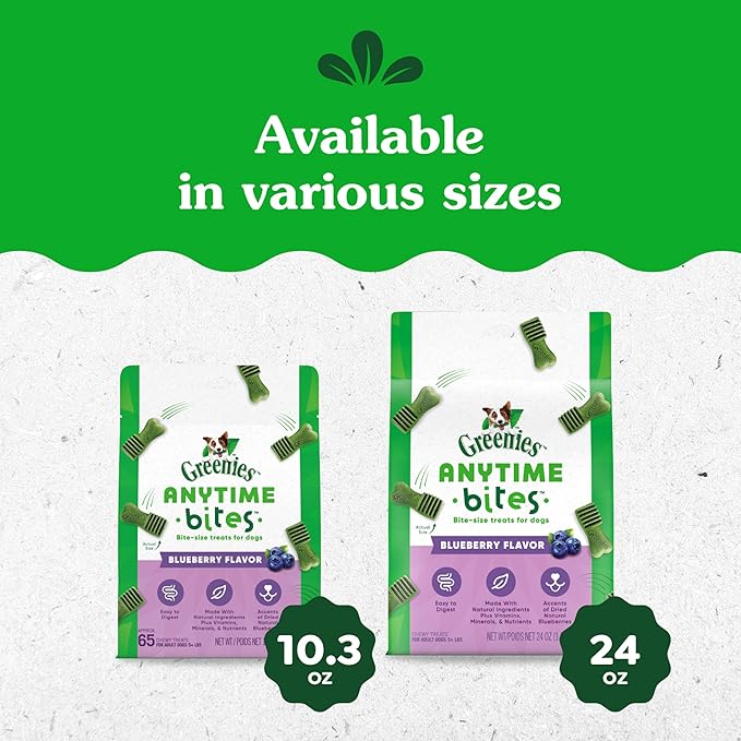 Greenies Anytime Bites Dog Treats, Blueberry Flavor, 24 oz. Bag