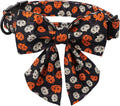 Lionet Paws Halloween Dog Collar with Bowtie - Cute Cotton Adjustable Black Bowtie Dog Collar with Metal Buckle for Small Medium Large Dog Girl Boy Gift, L, Neck 16-24in
