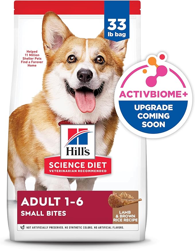 Hill's Science Diet Adult 1-6, Adult 1-6 Premium Nutrition, Small Kibble, Dry Dog Food, Lamb & Brown Rice, 33 lb Bag