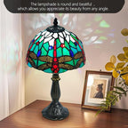 Exquisite Dragonfly Tiffany Style Table Lamp,Handcrafted Stained Glass Lamps for Bedroom, Living Room Decor,8-Inch Small Tiffany Lamp with LED Bulb.