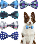 PET SHOW 5 Pack Pet Big Dogs Collar Embellishment Attachment Bow Ties for Medium Large Dogs Collar Charms Accessories Slides Bowties for Birthday Wedding Parties Assorted A Style