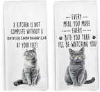 Funny British Shorthair Cat Kitchen Towels, British Shorthair Cat Mom Lady Lovers Gifts for Women Hand Towels, Pet Lover Gifts Dishcloths Dish Towel for Kitchen 16x24 Inches Set of 2