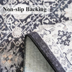 Hallway Washable Runner Rug - 3x10 Kitchen Rugs Entryway Rug Runner Vintage Soft Floor Mat Non Slip Indoor Farmhouse Carpet for Bathroom Living Room Bedroom (3 X 10, Black)