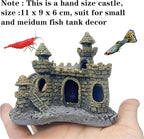Small Aquarium Castle Decor , Mini Cute Fish Tank Castle Ornaments, Young Little Fish Fish Larvaes Shrimp Hide Caves Hideout for Small Medium Fish Tank Decor Crab Cichlid Betta Tank Decor (Brown)