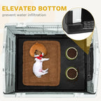 DWVO 26.8'' Plastic Foldable Dog House for Small Dogs, Waterproof Folding Pet House with Adjustable Top Window and Elevated Base (26.8''L x 22.4''W x 26''H)