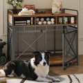 Dog Crate Furniture, 48" Heavy Duty Wooden Dog Crate End Table, XL Dog Kennel Furniture Large Breed, Decorative Dog Kennel Indoor with 3 Drawers & Steel Tubes 48" L x28 W x38 H (Rustic Brown)