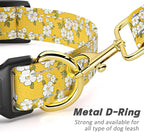 Reflective Dog Collar for Small Dogs, Cute Flower Theme Adjustable Heavy-Duty Nylon Puppy Collar for Boy and Girl Female, Soft Pet Accessories with Quick Release Buckle, Yellow