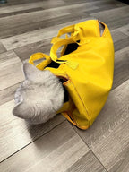 HDKUW Cat Grooming Bag,Foldable Travel Carrier for Cats,Anti-Bite Anti-Scratch Cat Grooming Restraint Bag,Pet Carrier for Administering Eye Drops,Ear Cleaner,Clipping Nails Yellow L