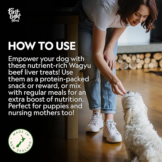First Light Farms Freeze-Dried Wagyu Beef Liver Dog Treats | 100% Grass-Fed, Certified Humane, 4 oz | Single Ingredient, Nutrient-Dense Superfood for All Breeds & Life Stages