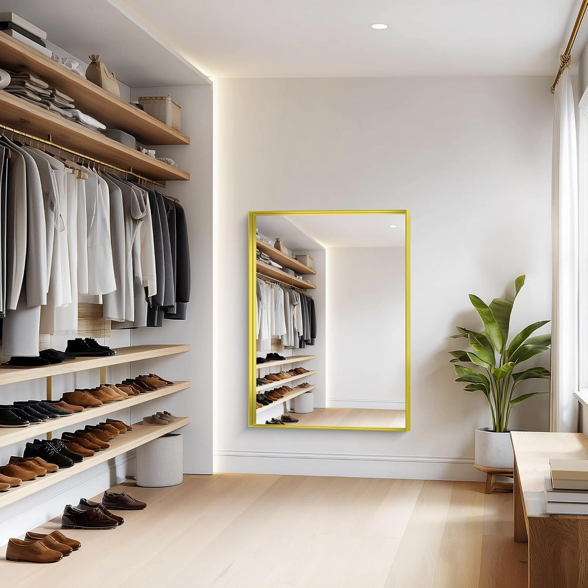 Gold Bathroom Mirror, 36x48 Inch Rectangular Framed Mirror, Large Wall Mounted Bathroom Vanity Mirror Over Sink for Bedroom,Restroom, Living Room, Hangs Vertically or Horizontally