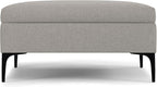 SIMPLIHOME Rebecca 36 inch Wide Contemporary Square Mid Century Coffee Table Storage Ottoman with Lift Up Lid in Cloud Grey Polyester Linen, Assembled, For the Living Room, Entryway and Family Room