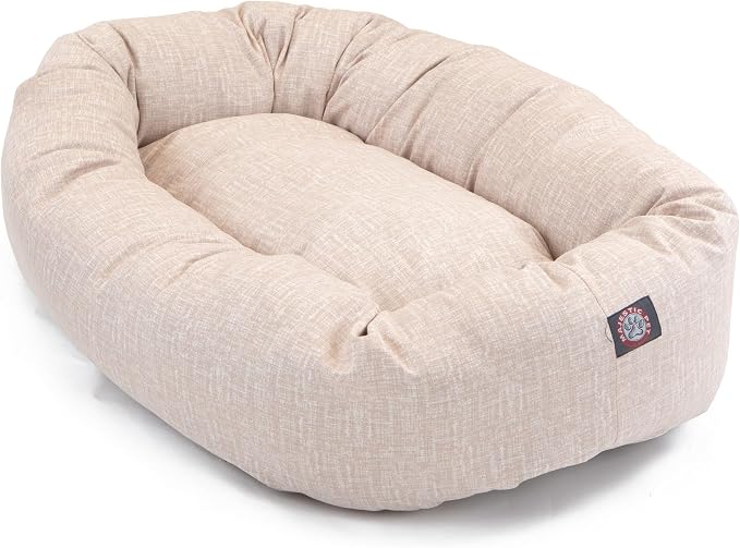 Majestic Pet Bagel Calming Dog Bed, 40 Inch Large, Round, Washable, Pink | Cozy Soft Fluffy Donut Pet Bed with Spine Support for Head Rest – Anti-Anxiety Comfort for Puppies & Dogs, 40x29x9 Inches