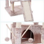 Hey-brother Cat Tree, 71 inches XL Large Cat Tower for Indoor Cats, Multi-Level Cat House with 3 Padded Perches, Big Scratcher, Cozy Basket, 2 Cat Condos and Scratching Posts, Muchroom MPJ034MU