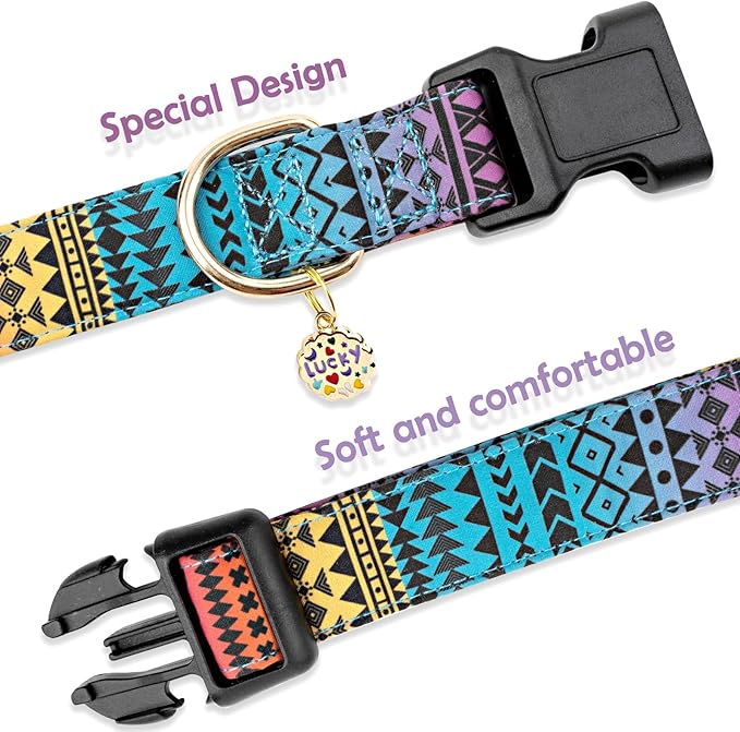 Faygarsle Bohemian Geometric Pattern Dog Collar for Small Medium Large Boys Girls Dogs S