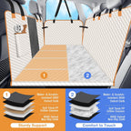 Dog Car Seat Cover for Back Seat, Dog Car Bed Cover with Strong Hard Bottom, Car Back Seat Extender Hammock for Car SUV Truck 4 Panels Beige Color