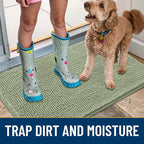 Smiry Dog Door Mat for Muddy Paws 59x35, Absorbs Moisture and Dirt Doormat, Non-Slip Washable Quick Dry Chenille Front Door Mat Indoor Entrance, Entryway Carpet for Inside Floor, Sage Green