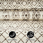 3x6 Washable Kitchen Runner Rug: Non Slip Moroccan Hallway Runners - Low Pile Soft Farmhouse Neutral Carpet for Bedroom Entryway Laundry 3x6 Geo Beige