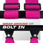 1pc 50 Cal Pink 4 Point Harness 2in Straps, Racing Harness Seat Belt | Ultra Kush padding, Push Button quick release hardware. Universal Fit for UTV, RZR, race car.