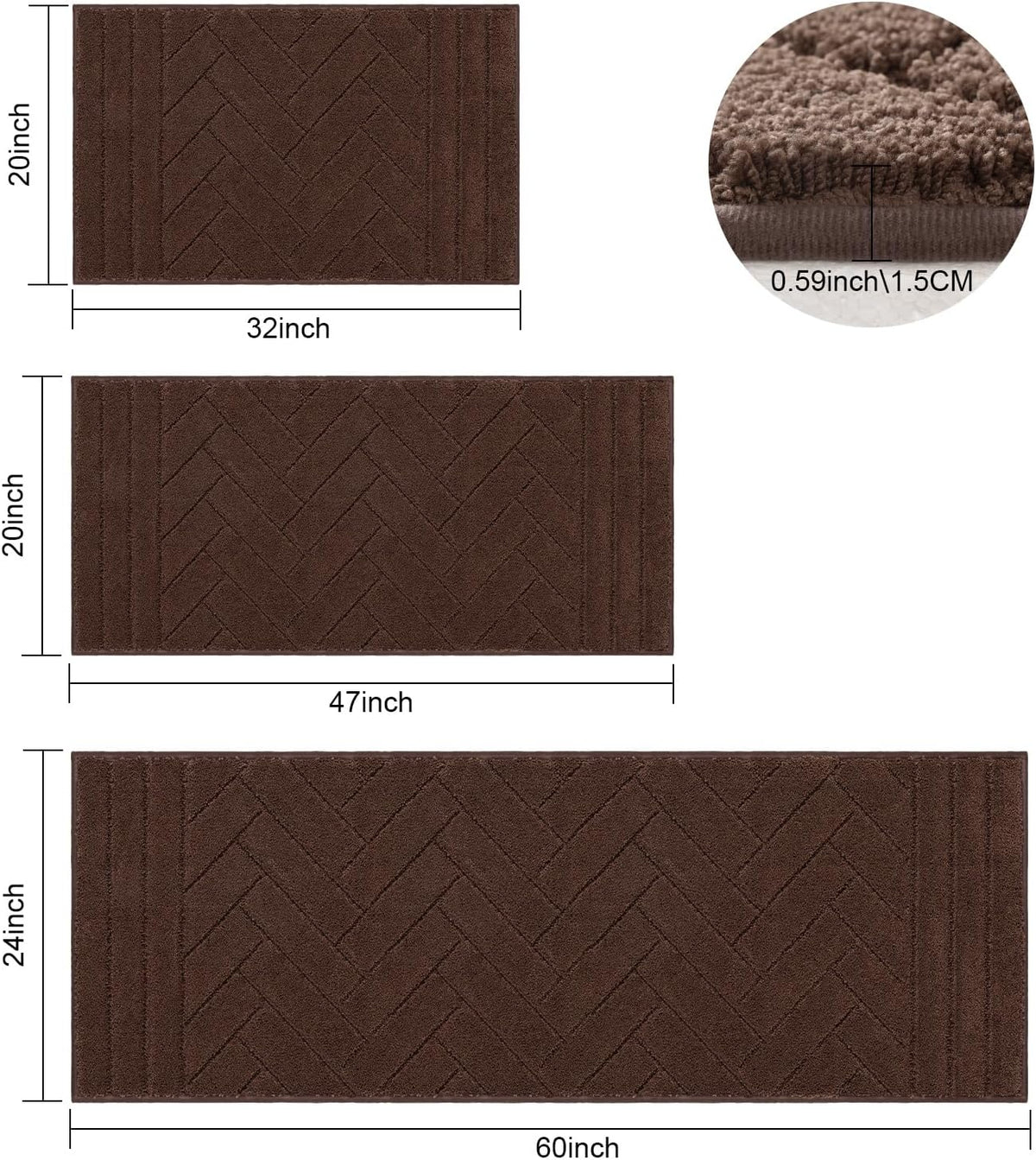 Tindbea Dog Mat for Muddy Paws,Absorbs Moisture Dirt Non-Slip Washable Mud Mat for Dogs,Soft Rubber Backing Front Inside Pet Rug for Entryway, Mud Dog Paws, Patio(24"x59",Coffee)