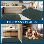 OLANLY Dog Door Mat for Muddy Paws 32x20, Absorbs Moisture and Dirt, Absorbent Non-Slip Washable Doormat, Quick Dry Chenille Mud Mat, Entry Indoor Entryway Carpet for Inside Floor, Blackish Green