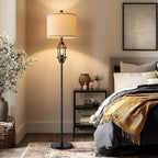 62.5" Floor Lamp for Living Room Industrial Black Standing Tall Lamps for Bedroom Mid Century Modern Corner Floor Lamps for Office Nursery Reading Light Room Lamp, Bulbs Included