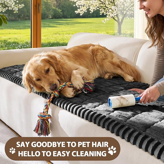 FUANGUI Waterproof Couch Cover Sofa Cover for Dogs and Pets Sofa Protector | Non-Slip Washable Fuzzy Soft Cat Bed Sofa Slipcover for 2-3 Cushion Couch Sofa Pet Friendly, Dark Grey, 27.6" x 70.9", 1 pcs