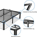 18 Inch King Size Bed Frame, 3500Lbs Heavy Duty Metal Platform with Round Corner Legs Mattress Slide Stopper, Steel Slat Support No Box Spring Needed, Noise Free, Non-Slip, Easy Assembly
