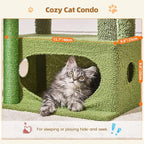 Taoqimiao Cat Tree,38.5-Inch Cat Tower for Indoor Cats,Suitable for Kittens with Luxurious cat condo with Adjustable Baskets and Luxurious Perch MS029ST Cactus