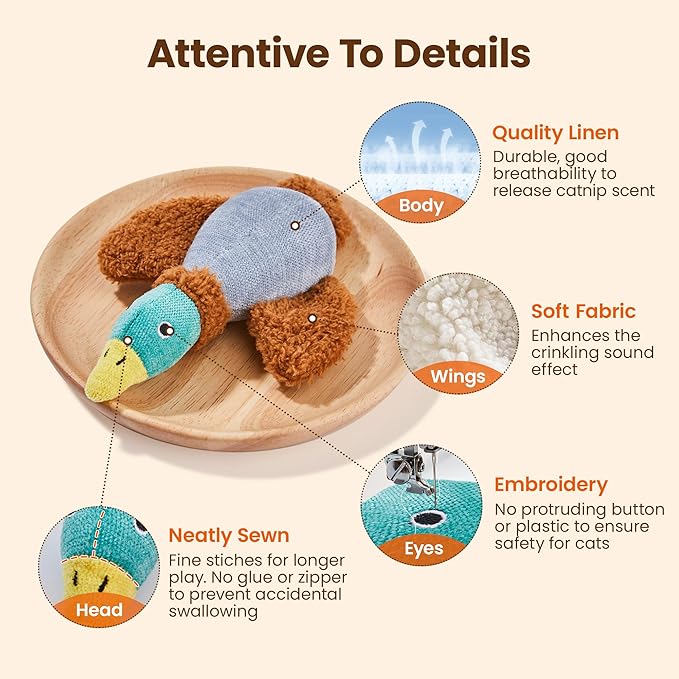 Potaroma Birds Cat Toys, 2 Pack Catnip Toys Soft Durable, Crinkle Sound Kicker Toys for Interactive Indoor Kitten Exercise 6.5 Inches for All Breeds