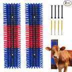 Livestock Scratch Brush With 8 Screws，Animal Back Scratching Brush for Cow,Cattle,Sheep, Horses,Pigs，Massage Grooming Tool(Blue, 2pcs)