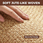 Kitchen Runner Rugs Non Slip Washable Anti Fatigue, Super Absorbent 0.4" Thick Cushioned Long Kitchen Mats for Floor, Jute-Look Sink Floor Mat Laundry Standing Mat, Easy Clean, Brown 17"x59"