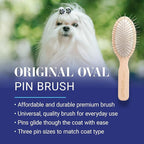 Chris Christensen 35 mm Oval Pin Dog Brush, Original Series, Groom Like a Professional, Stainless Steel Pins, Lightweight Beech Wood Body, Ground and Polished Tips