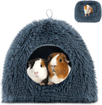 YUEPET Guinea Pig Bed Plush Calming Hideout, Warm Rabbit Hide for Hamsters Hedgehogs Ferrets Dwarf Rabbits and Other Small Animals(Dark Grey)
