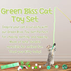 24 Pcs Cat Toys Set Interactive Kitten Toys Pack Including Collapsible Play Tunnel Feather Teaser Wand Fuzzy Ball Springs Pillow Mouse Bells for Indoor Cats Puppy (Green)