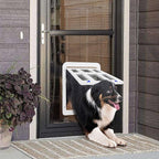 NAMSAN Dog Screen Door, Flap Opening 11.2 x 14.4 inches, Dog Door for Screen Door, Large Pet Door for Sliding Door Magnetic Self-Closing, Screen Door with Doggie Door Built in, Lockable, White