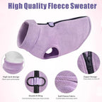 Idepet Dog Fleece Vest Sweater Zip Up Warm Pullover Dogs Jacket with D-Ring Leash Winter Cold Weater Coat Pet Sweatershirt Clothes Hoodie for Small Medium Dogs Boy Girl (Purple, XXS)