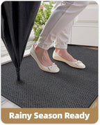 Color&Geometry Ultra-Thin Indoor Door Mat, 17"x30" Low-Profile Non-Slip Entryway Rug with Modern Geometric Texture, Washable Doormat for Entrance, Front Doors, Grey (Rolled-up NO Creases)