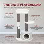 TRIXIE Pilar Cat Scratching Post 39.4 Inch - with Durable Sisal Rope (Gray) and Condo, Two Platforms, Top Platform with Backrest & Dangling Cat Toy - in Gray