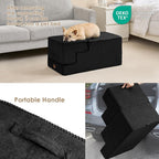 EHEYCIGA Dog Stairs for High Bed 22.5" H, 5-Step Dog Steps for Bed, Pet Steps for Small Dogs and Cats, Non-Slip Balanced Pet Ramp Indoor, Black